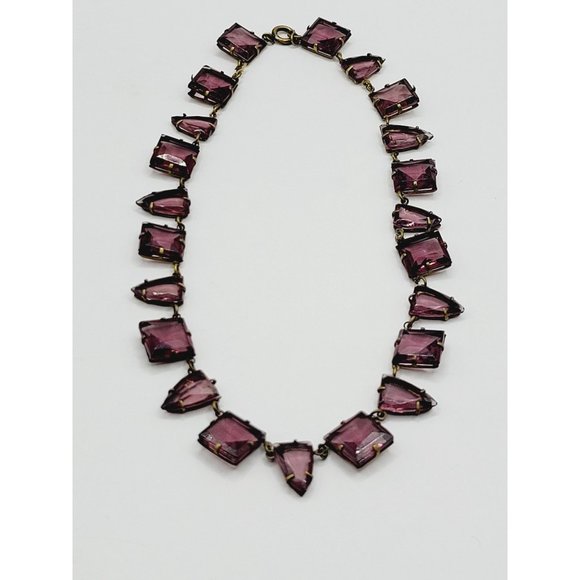Vintage Art Deco Riviere Glass Necklace (A285) - Picture 2 of 5